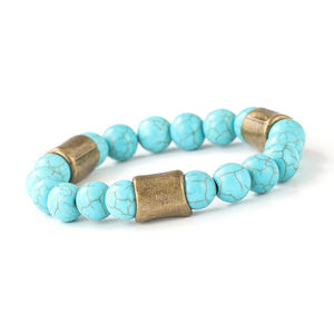 Pulsera elástica con cuentas de jaspe de ágata de 10mm bohemio Vintage, pulsera de joyería al por mayor, accesorios de latón para regalos de aniversarios - Product Image 6