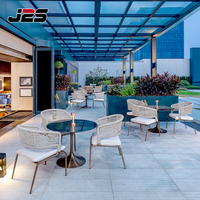 Ensemble de salon de jardin J2S pour restaurant extérieur, mobilier de terrasse, cadre en bois massif, canapé de salon, sièges imperméables et résistants aux UV