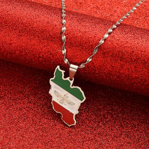 Colliers tendance anti-ternissement en argent et or PVD, bijoux fins en acier inoxydable 316L, collier carte de l'Iran pour femmes - Product Image 2