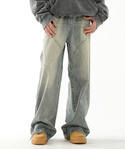 Factory High Quality Bulk <strong>Bootcut</strong> Pants Brand Wholesale Design Custom Flare Skinny Stonewashed Jeans Trendy <strong>Men's</strong> <strong>Trousers</strong> - Product Image 4