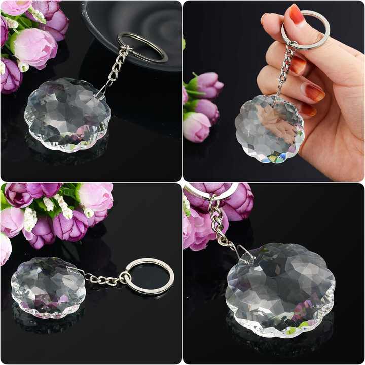 Custom Photo Crystal Keychain - Personalized Round 1.26" Engraved With LED Lights - Unique Gift Idea
