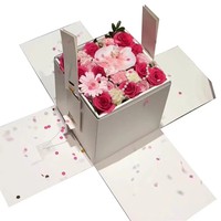 Caja Sorpresa Explosiva Blanca para Fiestas y Celebraciones, en Stock, Cajas de Regalo con Flores para Cumpleaños