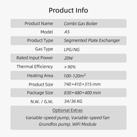 Chaudière murale à gaz standard UE en gros, faible NOx, silencieuse, protection contre la surchauffe, eau chaude instantanée pour chauffage central domestique
