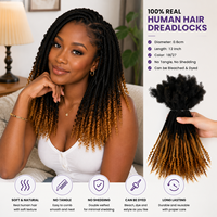 Extensions de dreadlocks en cheveux humains de 12 pouces, 1B 27 Ombre Locs avec pointes bouclées, extensions de locs permanentes faites à la main pour hommes et femmes