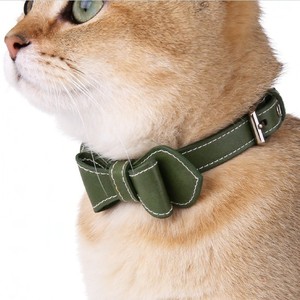 <b>Pet</b> Gentleman Bow <b>Collar</b> Green PU Durable Dog Cat <b>Collar</b> All Seasons Elegant Style - Product Image 1