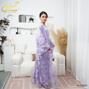 EID ramazan Habib mor boncuklu Abaya Femmes Robe Musulmane toptan lüks 2 parça Abaya üreticileri - Product Image 5