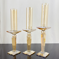 3pcs eines Sets Champagner Gold Glas Kristall Kerzenhalter mit Glasrohr MH-Z0505