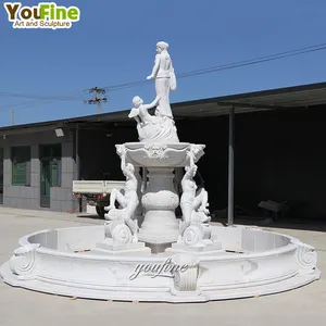 Outdoor Big Garden Hand Carved Statue Woman Marble Water Fountain