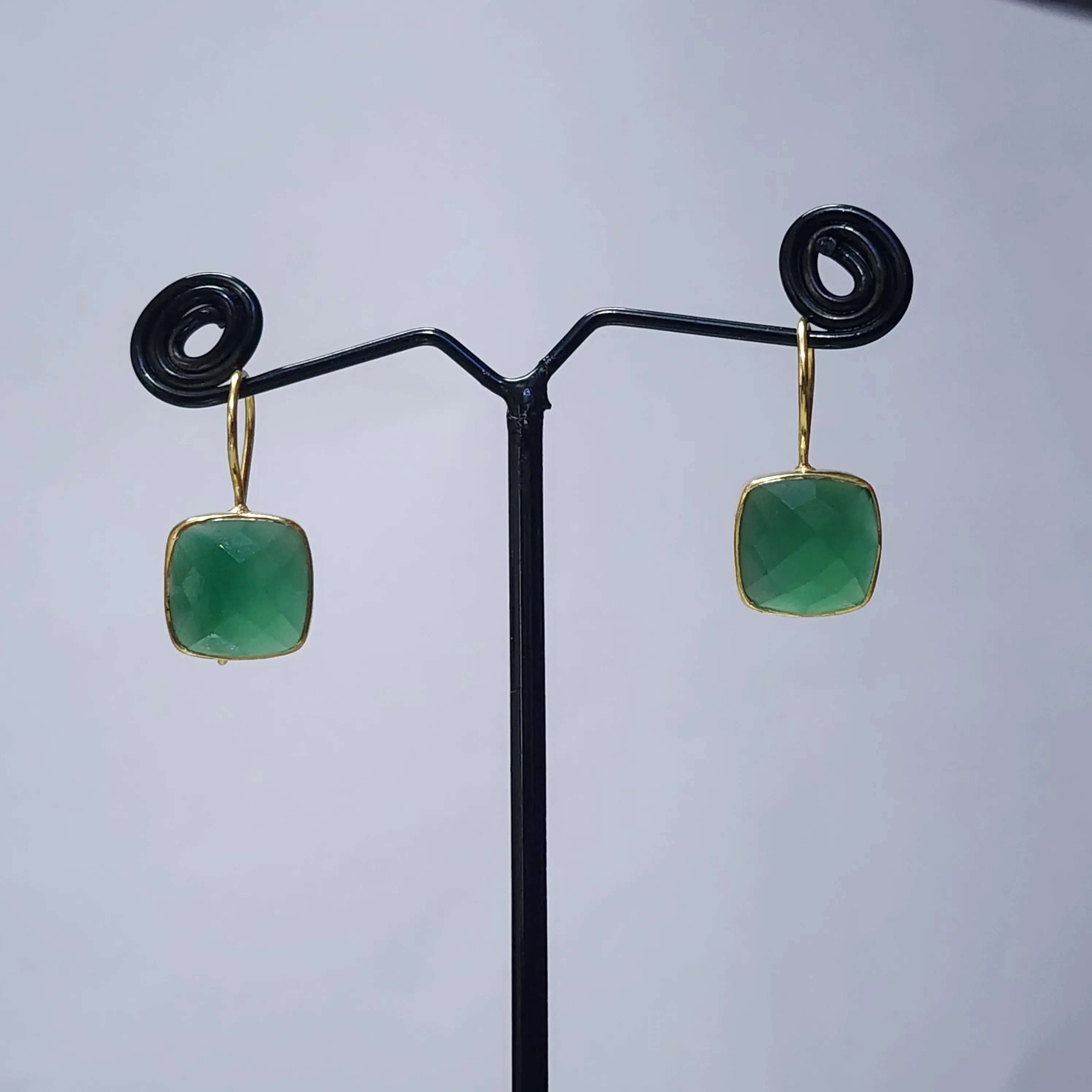 925 prata esterlina banhado a ouro verde ônix gemstone handmade exclusivo designer clássico brincos com qualidade AA