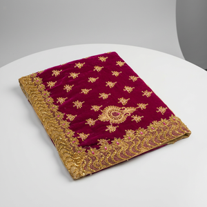 Elegant Velvet Silk Saree Set with Malai Silk Blouse Heavy Embroidery Hand Work Fancy Border Party Bridal Wear - Product Image 6