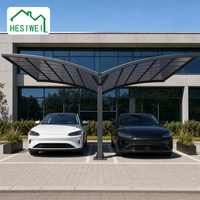 HESIWEI Abri de voiture extérieur en aluminium et polycarbonate de qualité, auvent papillon robuste et résistant, style simple, garage pour voiture