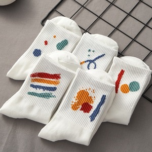Women's <b>White</b> Crew Socks Breathable Sweat Absorbing Polyester Summer Casual Style Youth Fashion - Product Image 5