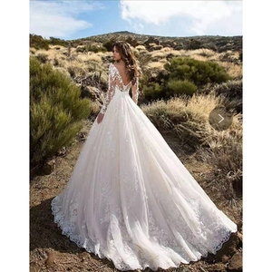 Robe unie élégante en gros, nouvelle collection de robes de mariée pour femmes à manches longues - Product Image 4
