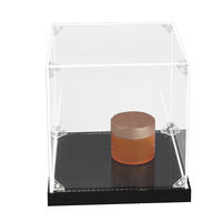 Vitrine en acrylique transparente avec base noire en forme de cube pour bijoux, trophées, objets de collection, figurines, boîte en acrylique