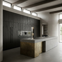 Cuisine Modulaire Certifiée CE, Écologique, Moderne et Minimaliste, Texture Bois Premium, Garantie 5 Ans pour Loft de Luxe, Prise en Charge OEM ODM