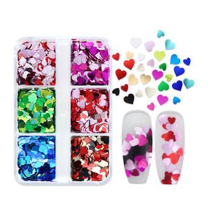 6 grilles de paillettes rouges pour ongles, holographiques 3D, non toxiques, autocollants en plastique pour animaux de compagnie, cœurs, amour, paillettes brillantes pour la <span class=keywords><strong>manucure</strong></span> et l'art des ongles DIY - Product Image 3