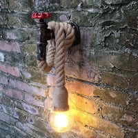 Applique murale rétro en corde de chanvre Vintage Applique murale Luminaire Led Éclairage Escaliers Loft Bar Restaurant Décor industriel