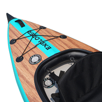 Canoë-kayak gonflable Deux personnes 438cm Grain de bois imprimé Point de chute super durable assis à l'intérieur d'un bateau gonflable à double siège