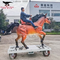 Simulateur d'équitation grandeur nature en silicone, fibre de verre et acier, modèle animatronique pour parcs, sculpture animale, accessoire photo