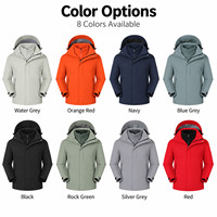 Veste technique 3-en-1 à étiquette privée, logo personnalisé, coupe-vent imperméable, doublure polaire et duvet, manteau d'extérieur pour homme, tailles S-4XL, OEM en gros