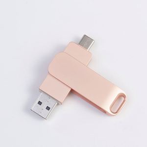 Top Quality High-speed Swivel Design 2-in-1 Otg <b>Usb</b> <b>Flash</b> <b>Drive</b> 64gb 32gb 16gb Metal Type-c <b>Usb</b> Stick for Smartphones <b>Usb</b> Memory - Product Image 4