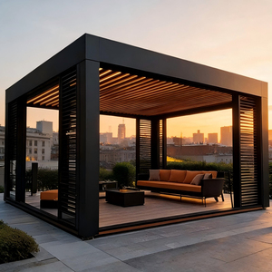 Pergola Bioclimatique Moderne Motorisée avec Toit en Verre Trempé pour Hôtels, auvent Neige & Turquie, Lames en Aluminium, Design à Persiennes - Product Image 6
