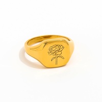 Fenny 18 Karat vergoldet Großhandel nicht trüben Aussage Gravierte Blumen dichtung Edelstahl Fingerring Trendy für Frauen