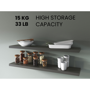 Greer Floating Shelf In Melamine <b>Grey</b> 2 Pack Wall Mount <b>Storage</b> Display Rack For Living Room Bedroom Home Office Decor - Product Image 2