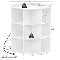 Meuble d'angle multifonction moderne avec ports USB et prises, étagère en bois pour jouets et livres, idéal pour petits espaces, 10 cubes, pour école et salle de jeux