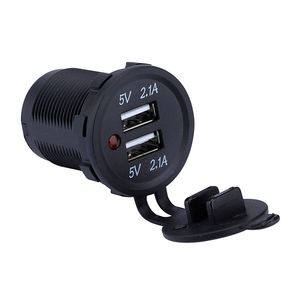 4.2A Double USB Panel Mount 12V 5V 1A 2.1A Prise de courant étanche marine électrique Dual Twin USB Chargeur de voiture pour téléphone portable - Product Image 1