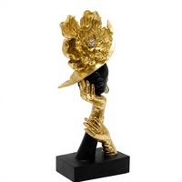 Figurine de personnage moderne de luxe léger, motif fleur dorée, peinte à la main, artisanat artistique MiYue en résine pour salon, bureau ou salle d'étude