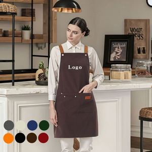 Customized Personality Logo Bib Polyester Durable Eco-Friendly Sleeveless <b>Aprons</b> Pocket for <b>Kitchen</b> Restaurant Barber Shop - Product Image 1