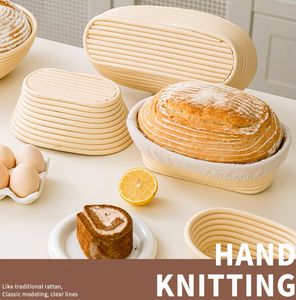 Ensemble de paniers de levage pour pain en rotin naturel indonésien écologique, fouet à pâte, racloir, lame à pain et chiffon – Ustensiles de cuisine - Product Image 4