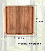 Plateau de service rectangulaire en bois d'acacia de 8 pouces, plateau de service portable pour le salon, pour dessert, biscuits et en-cas
