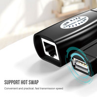 USB 2.0 RJ45 LAN uzatma genişletici adaptörü bükümlü çift Cat5/Cat5e/Cat6 kablo PVC ceket kombinasyonu siyah renk stok