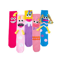 Chaussettes montantes pour filles, motif petit monstre, en tricot Spandex/Nylon, élégantes, uniques, ludiques, pour l'automne, en stock