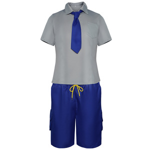 Ensemble de costumes de cosplay Crimson Orange Academy, chemise blanche, cravate orange, short rayé, tenue de jeu de rôle anime - Product Image 4
