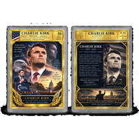 Charlie Kirk 199-2025 Trading Gold Card Memorial Limited Edition Sammlerkarte Matériau PET Imprimé à la feuille d'or Rectangulaire
