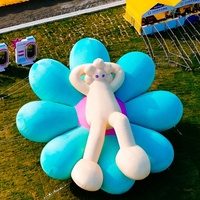 Décoration de fleur gonflable géante personnalisée de carnaval avec lumière pour événement pelouse tissu Oxford matériel logo personnalisé