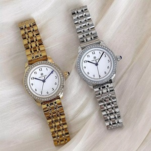 Elegante Reloj de Vestir para Mujer con Correa de Acero Inoxidable, Bisel con Diamantes, Números Arábigos, Resistente al Agua, Reloj de Cuarzo Casual y Moderno - Product Image 4