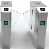 Torniquete de Alta Seguridad con Solapa Abatible, Barrera de Control de Acceso Peatonal Automática de Acero Inoxidable 304 para Edificios de Oficinas
