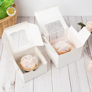 OOLIMAPACK Emballage individuel unique en papier pour cupcake, boulangerie, boîte à gâteau transparente