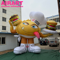Décoration extérieure pour restaurant de hamburgers : image de chef hamburger gonflable personnalisée pour équipement publicitaire