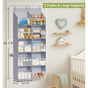 Organisateur à suspendre sur la porte, lot de 2, grande capacité, poches transparentes, rangement pour bébé, organisateur suspendu pour placard - Product Image 2