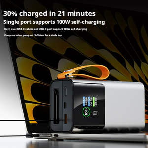 Batería Externa de Alta Capacidad de 30000mAh con Salida de 100W, Carcasa de Aleación de Aluminio y Cable Retráctil para Cargar Computadoras Portátiles, PC y Tabletas - Product Image 3