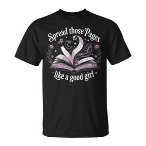 Camiseta Spread Those Pages Like A Good Girl, color negro, unisex, talla para adultos S M L XL XXL - Product Image 1