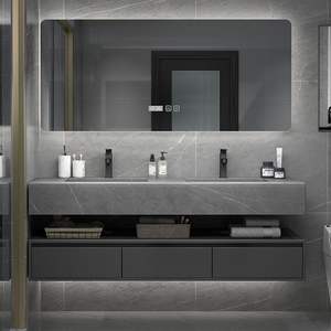 Nouvelle armoire de salle de bain de style minimaliste moderne 2026 avec lavabo et miroir intelligent - Product Image 1