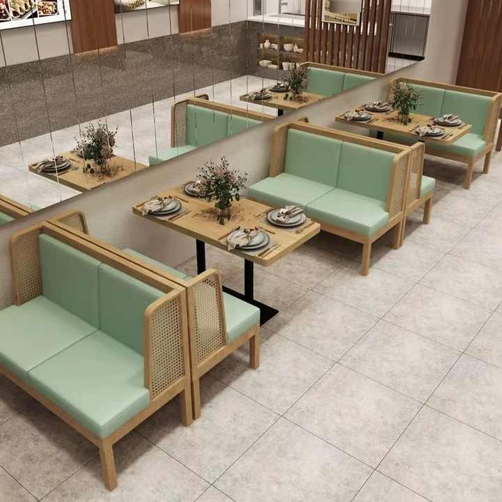 Modern Industrial Retro Furniture Fast Food Cafe Shop Rattan Leather