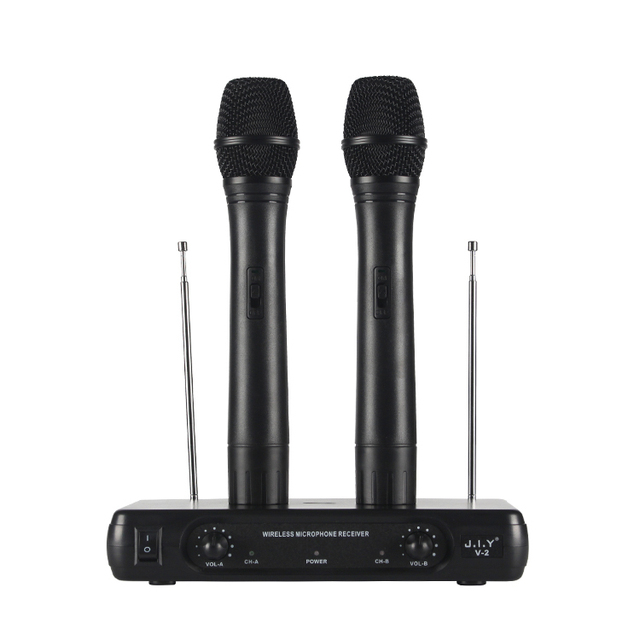 V-2 Professional VHF Wireless Handheld Microphone FM Transmitter System 50 Meters Range for Home Party Church Event