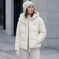 Veste courte matelassée blanche à capuche pour femme, logo brodé, manteau en duvet matelassé, vente en gros